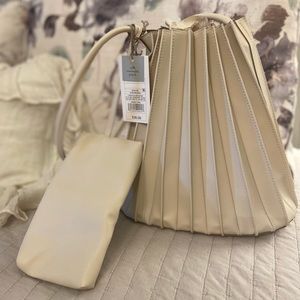 NWT Cream Pleated Purse